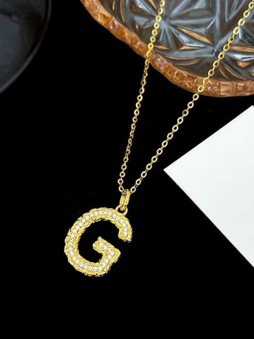NS997 [Gold G] 925 Sterling Silver Cubic Zirconia Letter Dainty Necklace